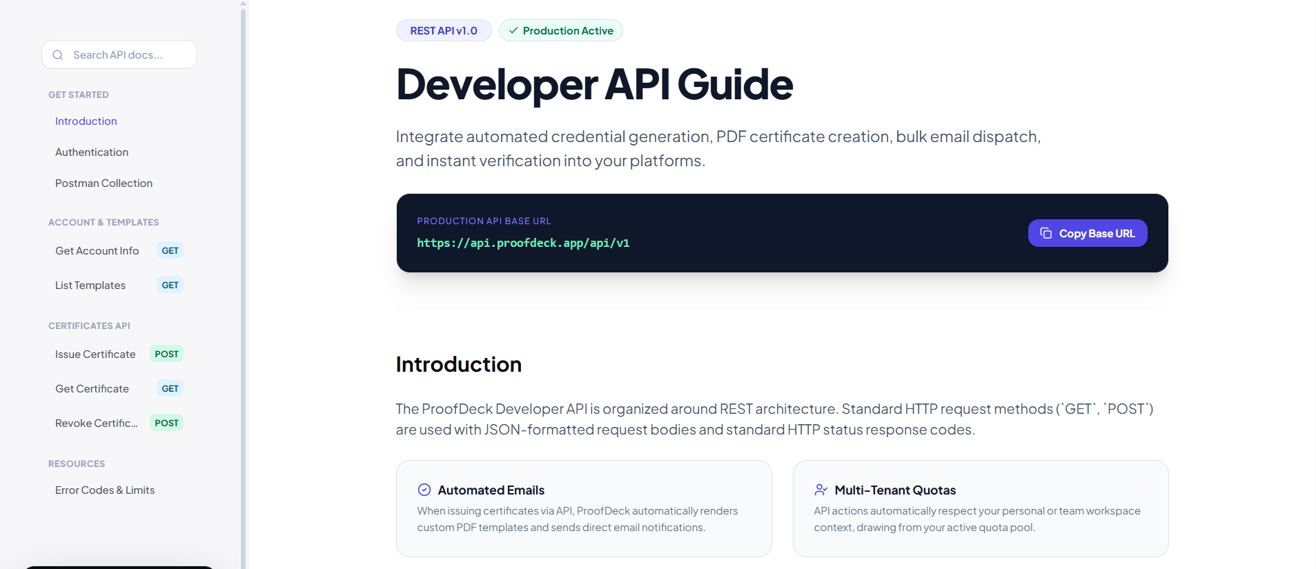 Developer REST API Integration