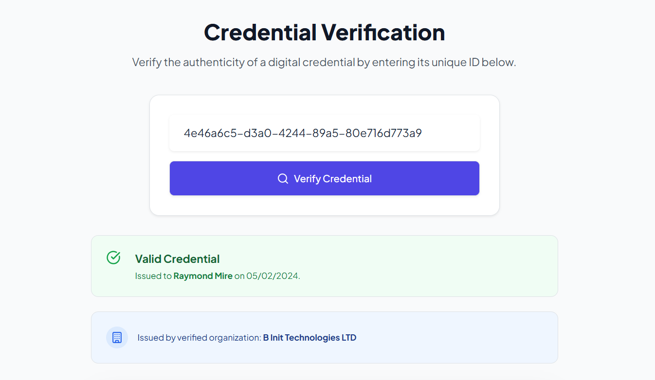 Instant Public Verification Portal