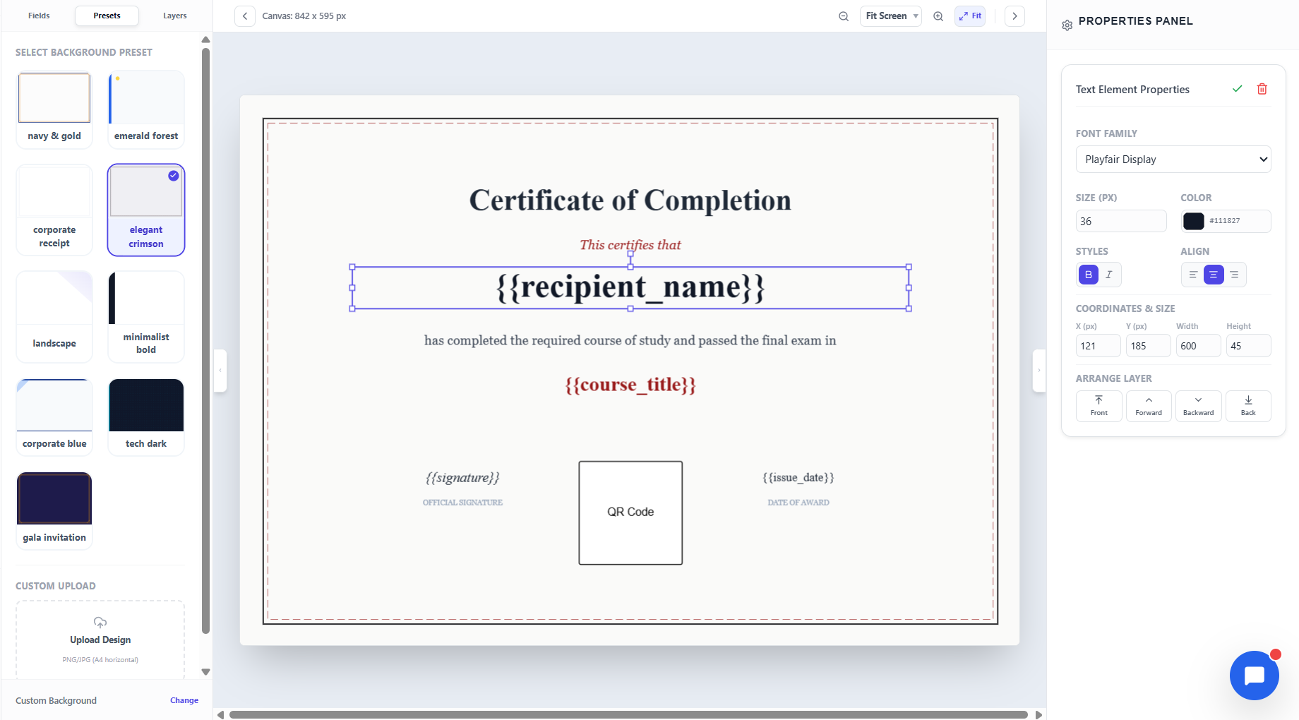 Visual Template Editor